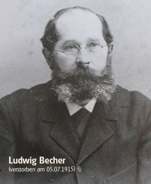 Schwarz-weiß Portrait Ehrenbürger Ludwig Becher verstorben am 05.07.1915