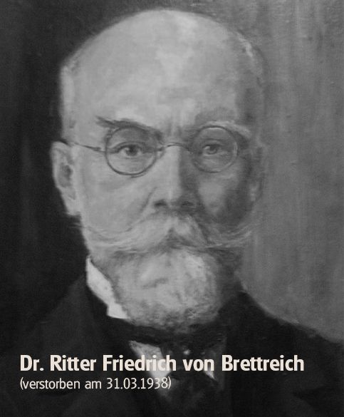 Schwarz-weiß Portrait Ehrenbürger Dr. Ritter Friedrich von Brettreich verstorben am 31.03.1938